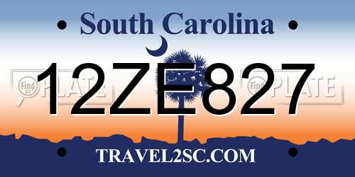 12ZE827 South Carolina License Plate