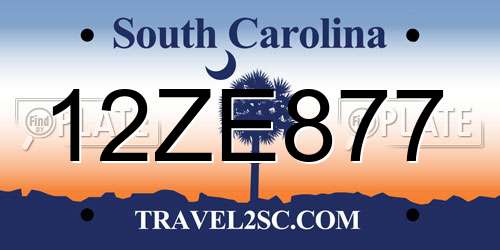 12ZE877 South Carolina License Plate