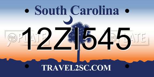 12ZI545 South Carolina License Plate