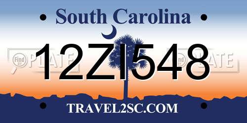 12ZI548 South Carolina License Plate