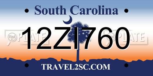 12ZI760 South Carolina License Plate