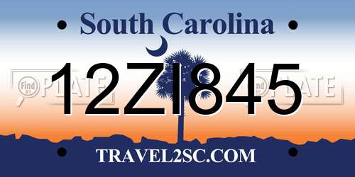 12ZI845 South Carolina License Plate