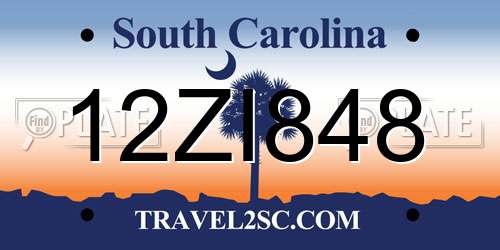 12ZI848 South Carolina License Plate