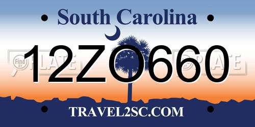 12ZO660 South Carolina License Plate