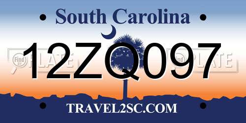 12ZQ097 South Carolina License Plate
