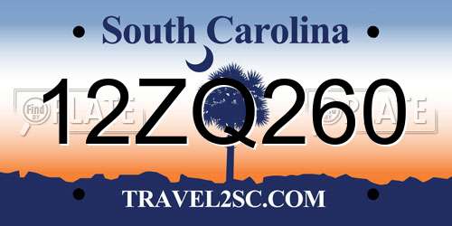 12ZQ260 South Carolina License Plate