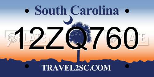 12ZQ760 South Carolina License Plate