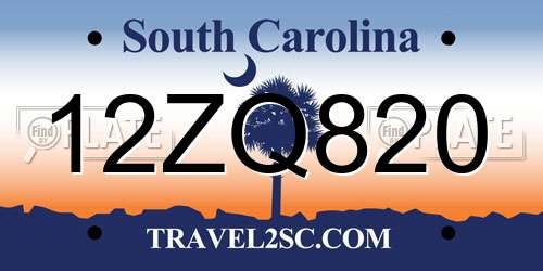 12ZQ820 South Carolina License Plate