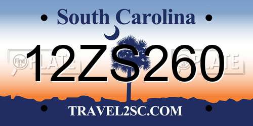 12ZS260 South Carolina License Plate