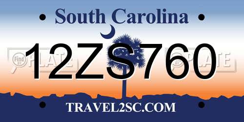 12ZS760 South Carolina License Plate