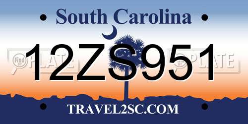 12ZS951 South Carolina License Plate