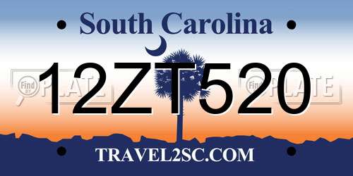 12ZT520 South Carolina License Plate