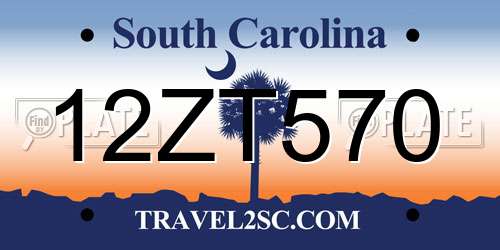 12ZT570 South Carolina License Plate