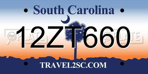12ZT660 South Carolina License Plate