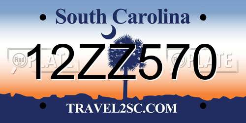 12ZZ570 South Carolina License Plate