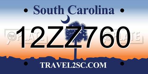 12ZZ760 South Carolina License Plate