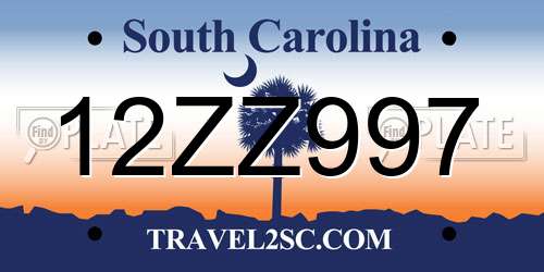 12ZZ997 South Carolina License Plate