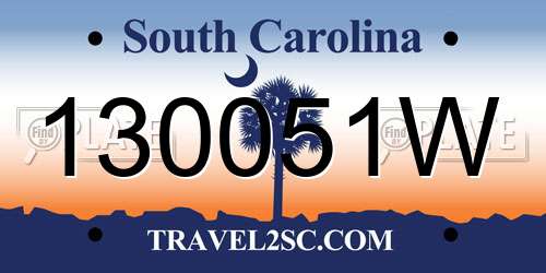 130051W South Carolina License Plate
