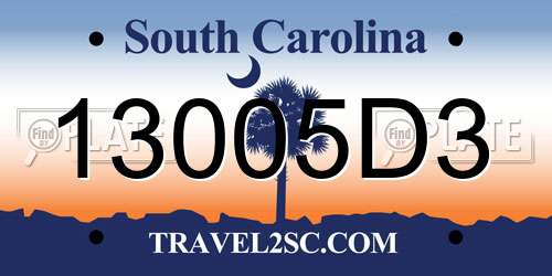 13005D3 South Carolina License Plate