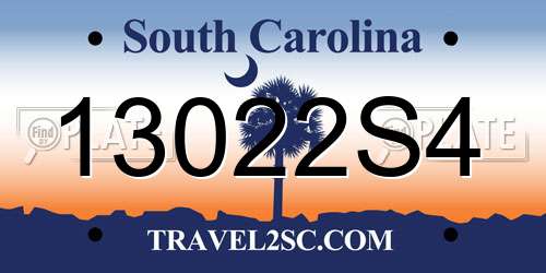 13022S4 South Carolina License Plate