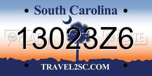 13023Z6 South Carolina License Plate