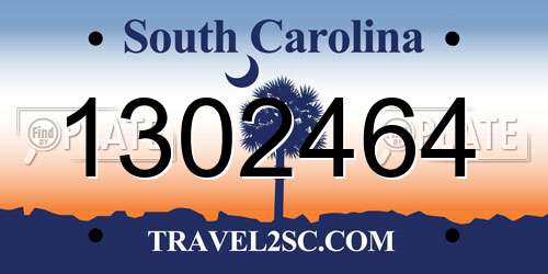 1302464 South Carolina License Plate