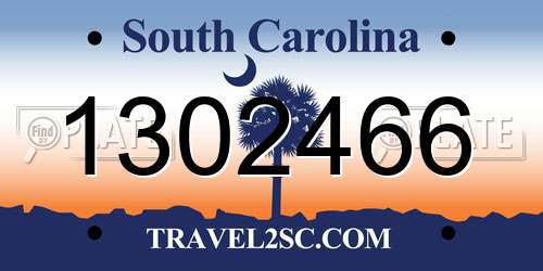 1302466 South Carolina License Plate