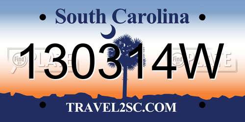 130314W South Carolina License Plate