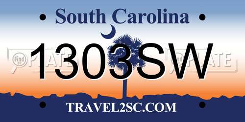 1303SW South Carolina License Plate