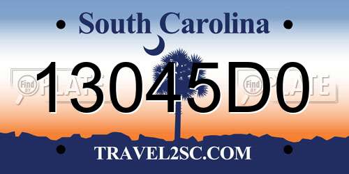 13045D0 South Carolina License Plate