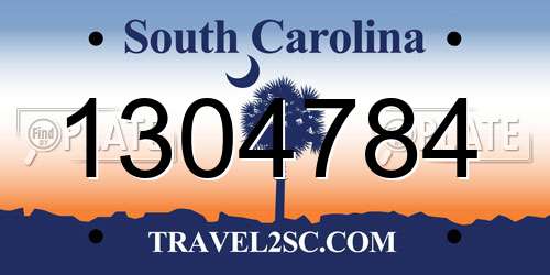 1304784 South Carolina License Plate