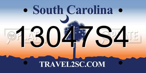 13047S4 South Carolina License Plate