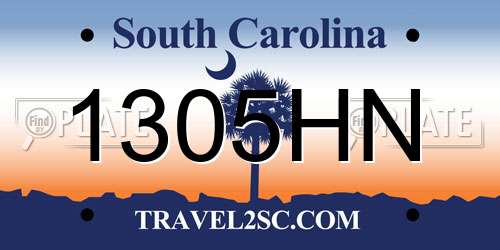 1305HN South Carolina License Plate
