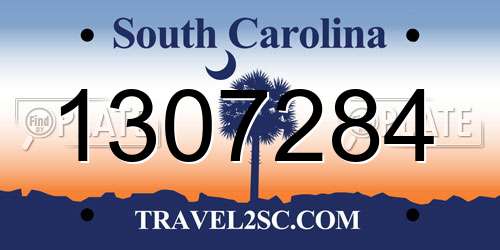 1307284 South Carolina License Plate