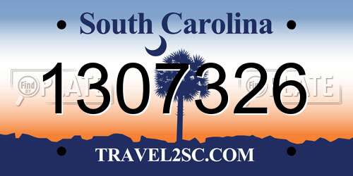 1307326 South Carolina License Plate