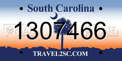 1307466 South Carolina License Plate