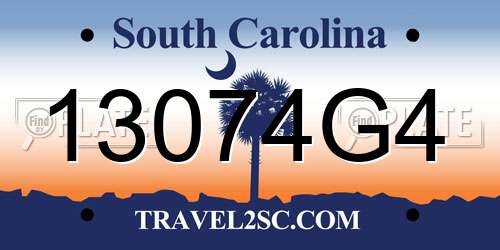 13074G4 South Carolina License Plate