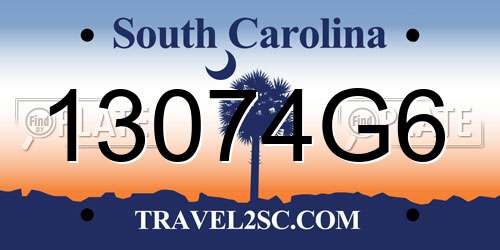 13074G6 South Carolina License Plate