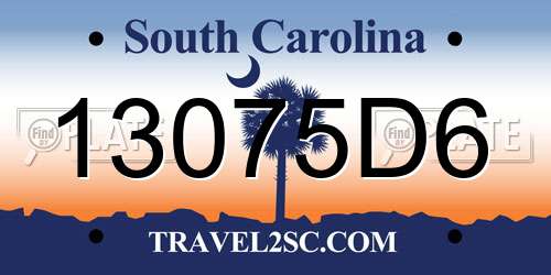 13075D6 South Carolina License Plate