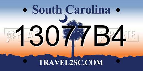 13077B4 South Carolina License Plate