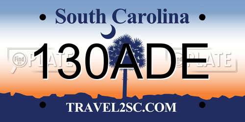 130ADE South Carolina License Plate