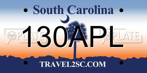 130APL South Carolina License Plate