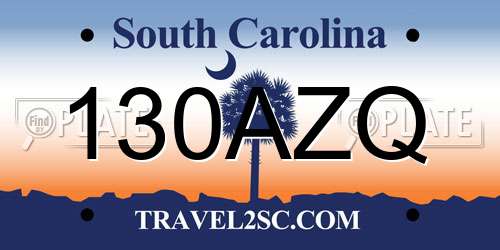 130AZQ South Carolina License Plate