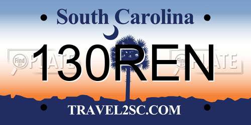130REN South Carolina License Plate