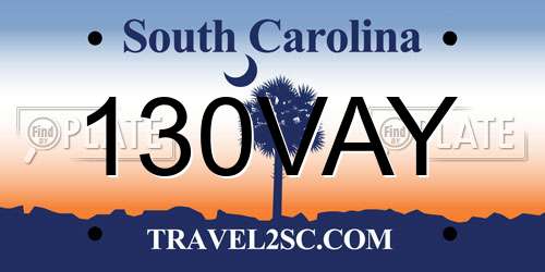 130VAY South Carolina License Plate