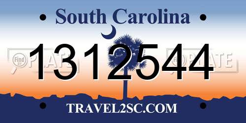 1312544 South Carolina License Plate