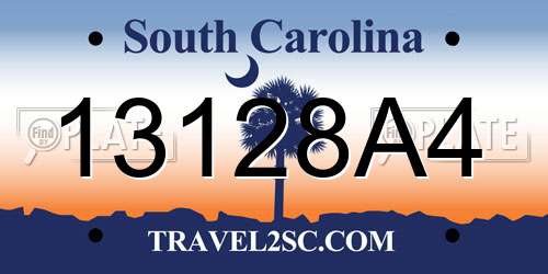 13128A4 South Carolina License Plate