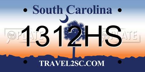 1312HS South Carolina License Plate