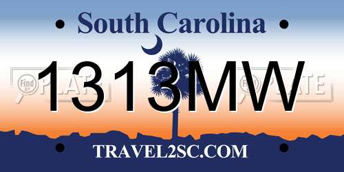 1313MW South Carolina License Plate