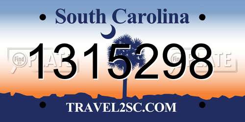 1315298 South Carolina License Plate
